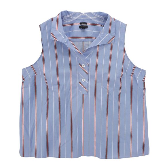 TALBOTS Sleeveless Shirt Collared Popover Blue Red Striped Non Iron EUC Size XL - Picture 1 of 6